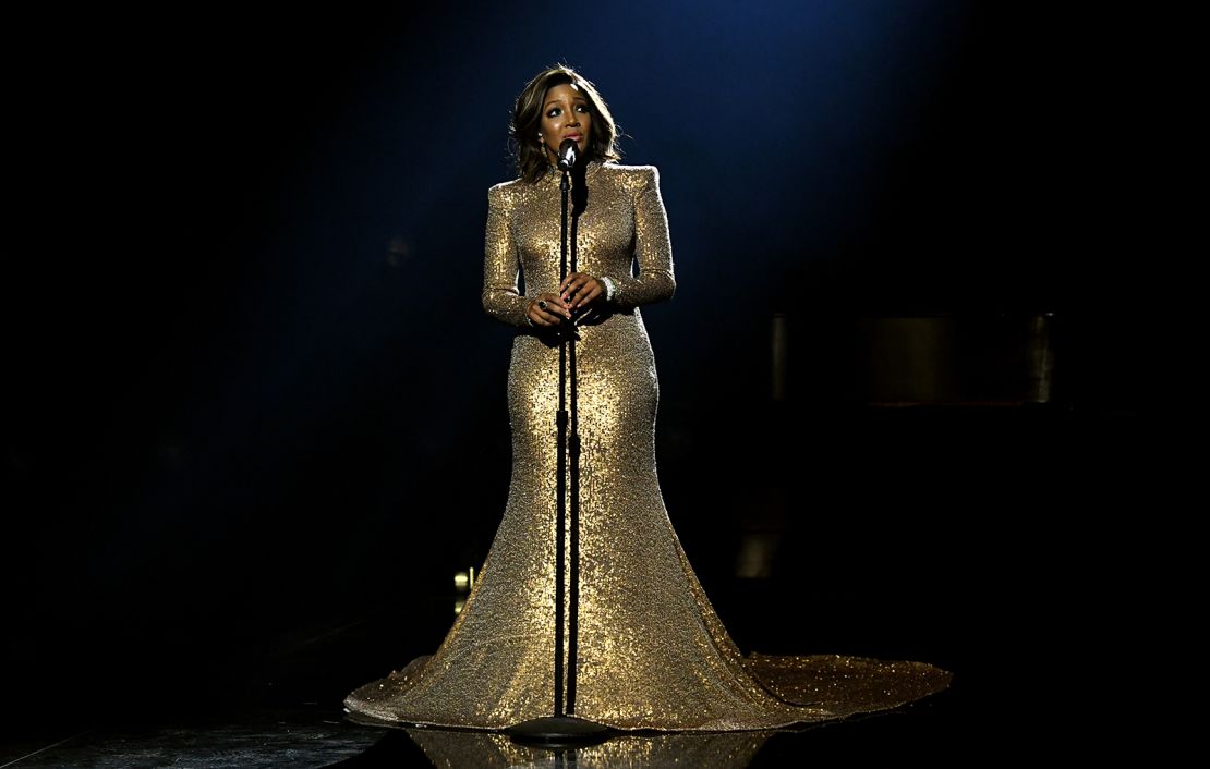 LOS ANGELES, CALIFORNIA: In this image released on March 14, Mickey Guyton performs onstage during the 63rd Annual GRAMMY Awards at Los Angeles Convention Center in Los Angeles, California and broadcast on March 14, 2021. (Photo by Kevin Winter/Getty Images for The Recording Academy)