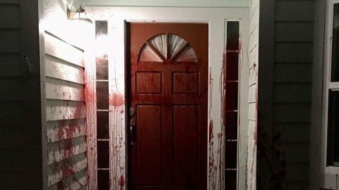 Pig's blood was smeared on the front porch of a Santa Rosa, California, home on Saturday, April 17, 2021.