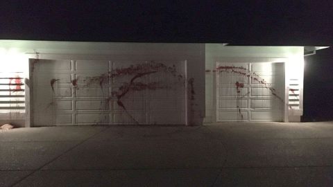 Vandals smeared pig's blood on this Santa Rosa, California, home thinking it was the residence of Barry Brodd who testified in favor of Derek Chauvin.