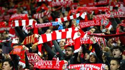 LIVERPOOL, ENGLAND - NOVEMBER 27: Liverpool fans show their support prior to the UEFA Champions League group E match between Liverpool FC and SSC Napoli at Anfield on November 27, 2019 in Liverpool, United Kingdom. (Photo by Michael Steele/Getty Images)