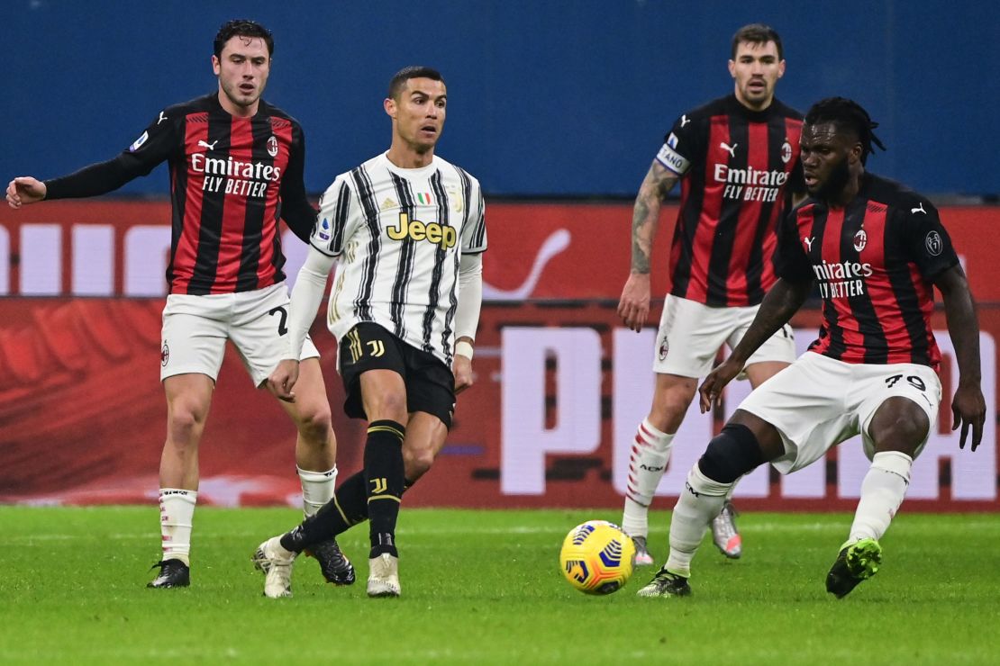 Juventus' Portuguese forward Cristiano Ronaldo in action against AC Milan.