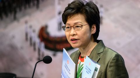 Hong KongChief Executive Carrie Lam speaks at a news conference on April 13.