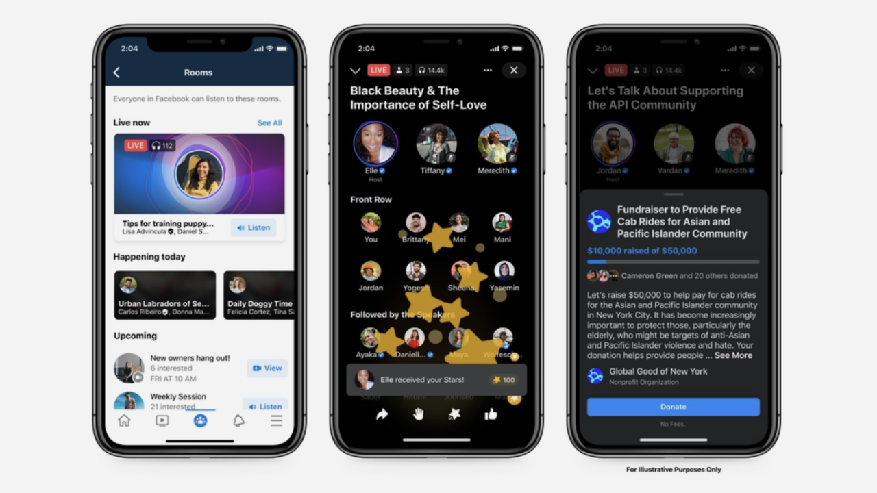 Facebook Live Audio Rooms mimics the experience on Clubhouse and Twitter Spaces