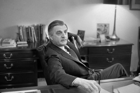 Mondale gives an interview on December 12, 1983.