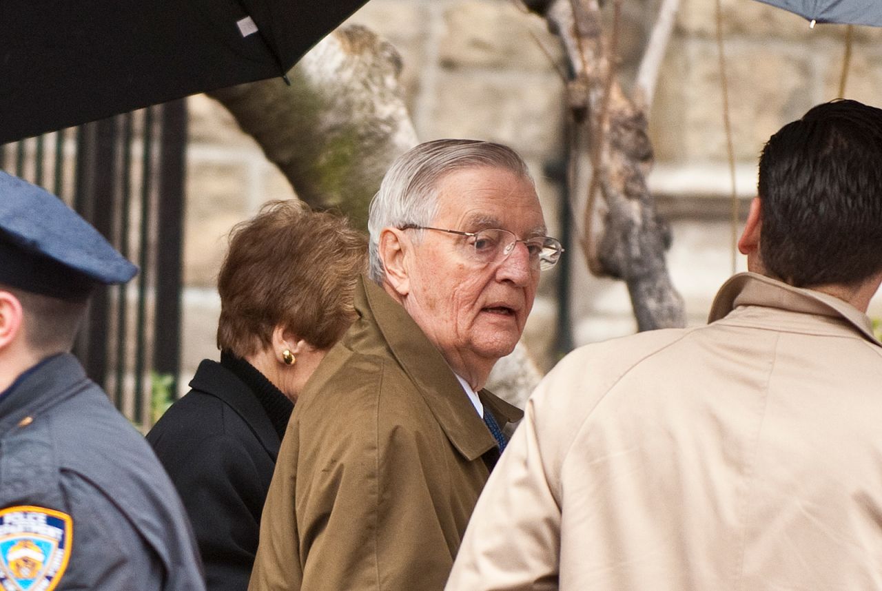 Mondale arrives for the funeral mass of his former running mate Geraldine Ferraro at the Church of Saint Vincent Ferrer in New York on Thursday, March 31, 2011.