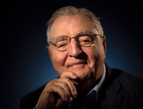 Mondale poses for a photo at his Mill District condo on April 30, 2019, in Minneapolis.
