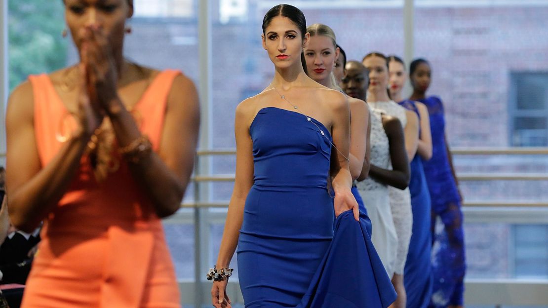 Models walk the runway in Romás By Linda Rowe Thomas at New York Fashion Weekon September 13, 2015 in New York City. 