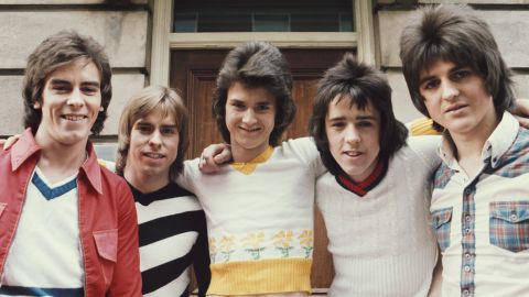 McKeown (center) with the Bay City Rollers in 1974, as the band was breaking into the British charts.