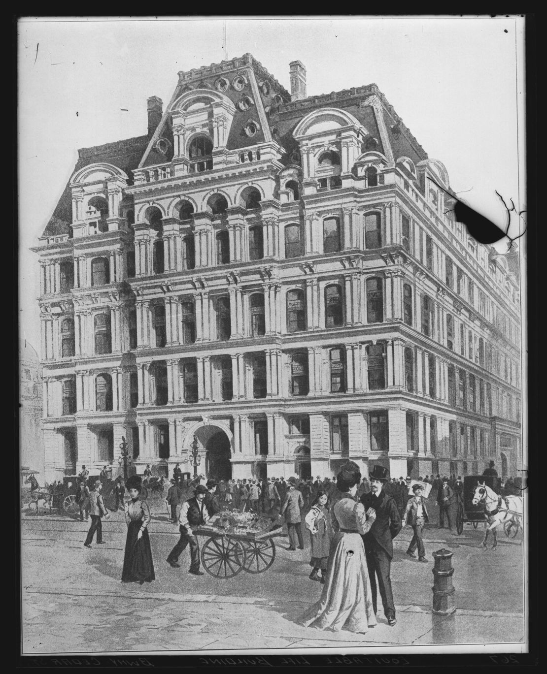 A drawing of the Equitable Life Building in New York, which opened in 1870.
