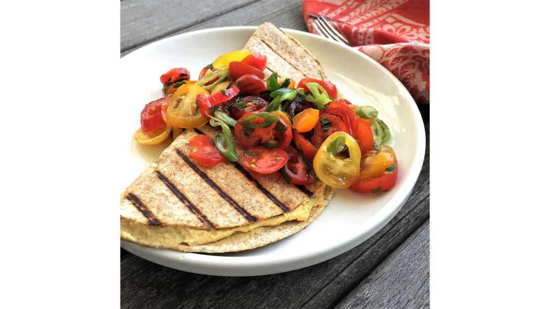 Grilled hummus "quesadilla."