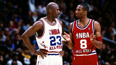 Michael Jordan, left, and Kobe Bryant at the 2003 NBA All-Star Game.