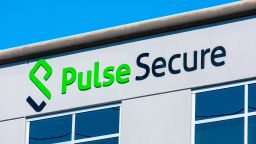 Pulse Secure sign at headquarters of an American computer networking company - San Jose, California, USA - 2020
