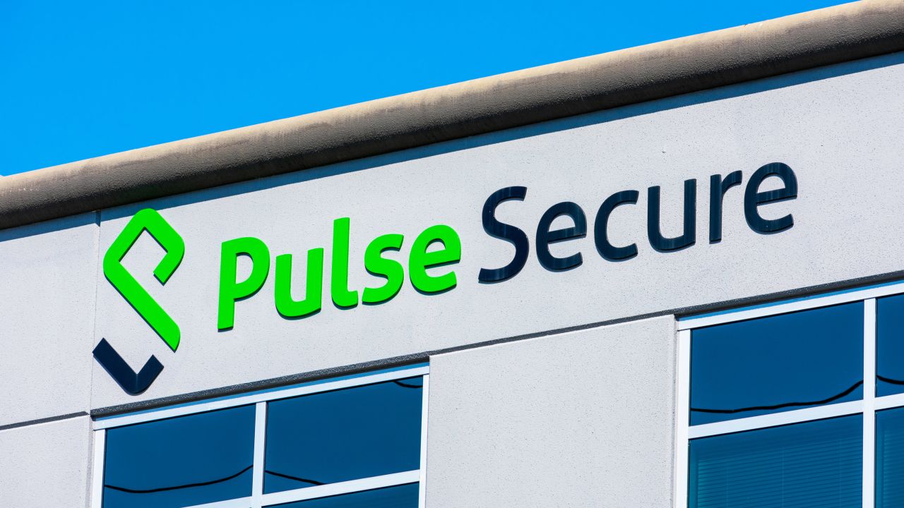 Pulse Secure sign at headquarters of an American computer networking company