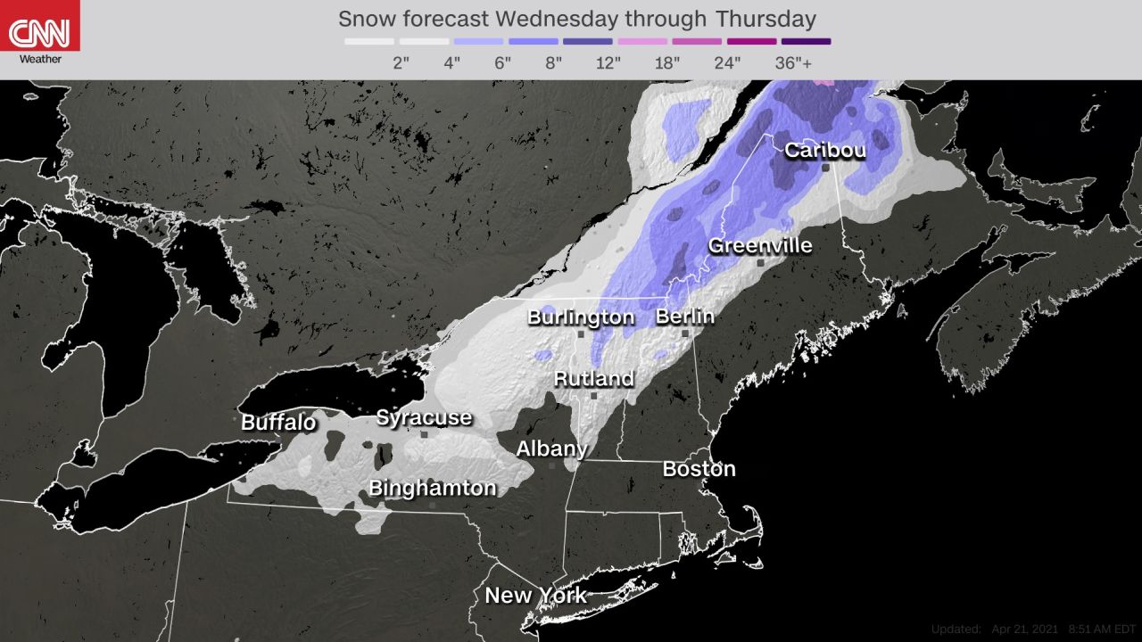 Snowfall forecast through Thursday,