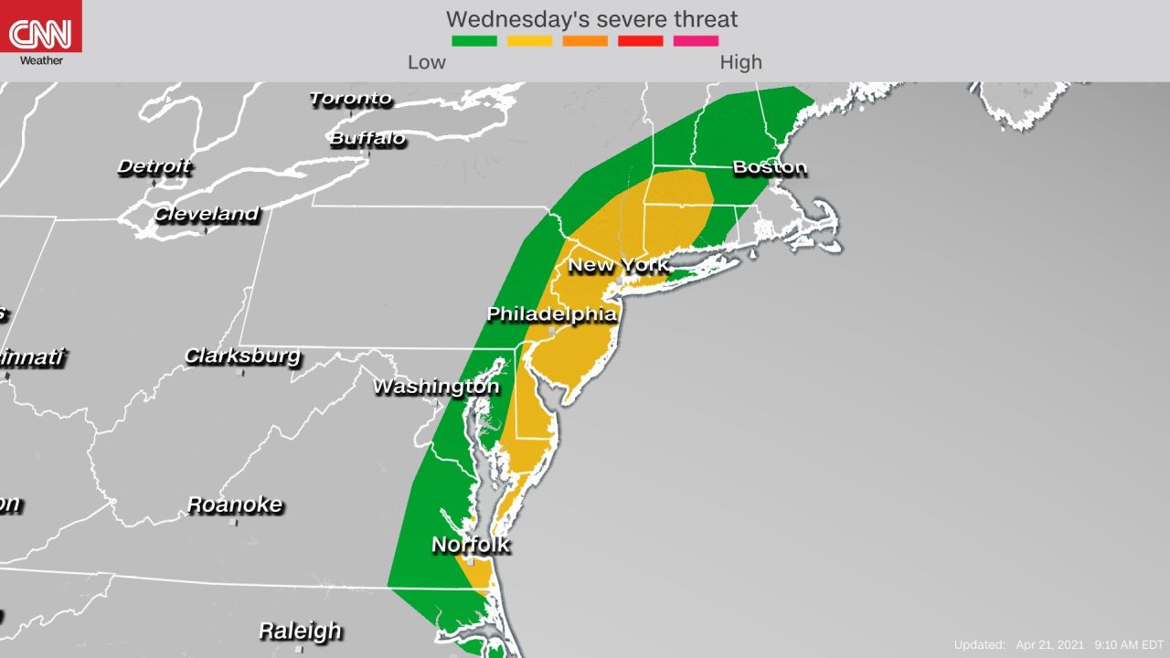 Severe weather outlook Wednesday into Wednesday night
