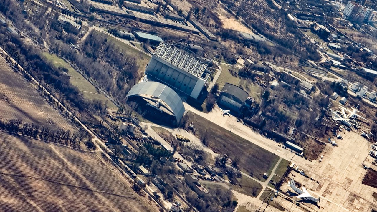 <strong>Bonus sighting: </strong>An earlier panoramic flight over Chernobyl also caught sight of the gigantic Antonov An-225 -- the world's heaviest cargo airplane -- tucked away in its hangar.