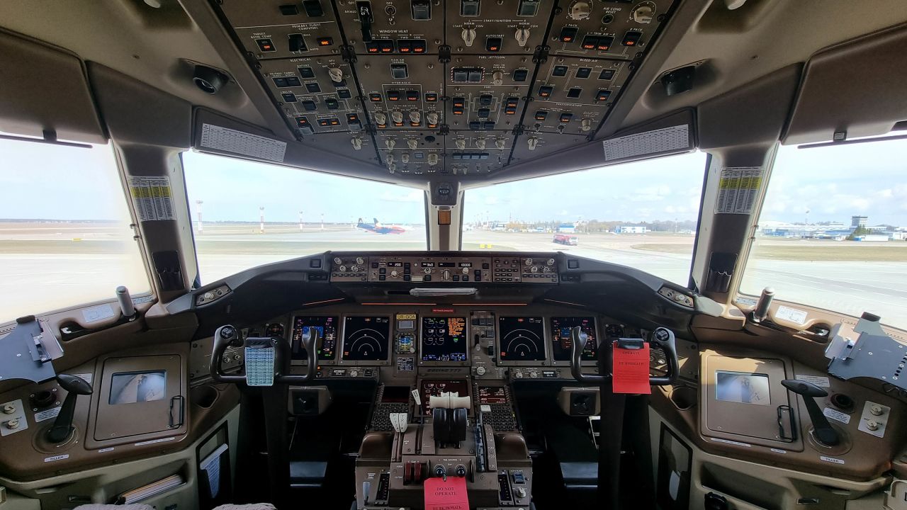 <strong>Living the dream: </strong>There's also an opportunity to take a look at the 777's flight deck. "I always dreamed of walking right under the plane and sitting in the captain's seat in a Boeing 777 cockpit. My dream came true," says Vladimir Belenky, who took part in an earlier tour. 