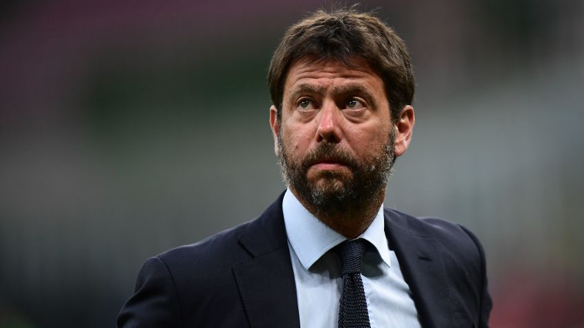 Juventus FC President Andrea Agnelli looks on prior to the Italian Serie A football match AC Milan vs Juventus played behind closed doors on July 7, 2020 at the San Siro stadium in Milan, as the country eases its lockdown aimed at curbing the spread of the COVID-19 infection, caused by the novel coronavirus. (Photo by Miguel MEDINA / AFP) (Photo by MIGUEL MEDINA/AFP via Getty Images)