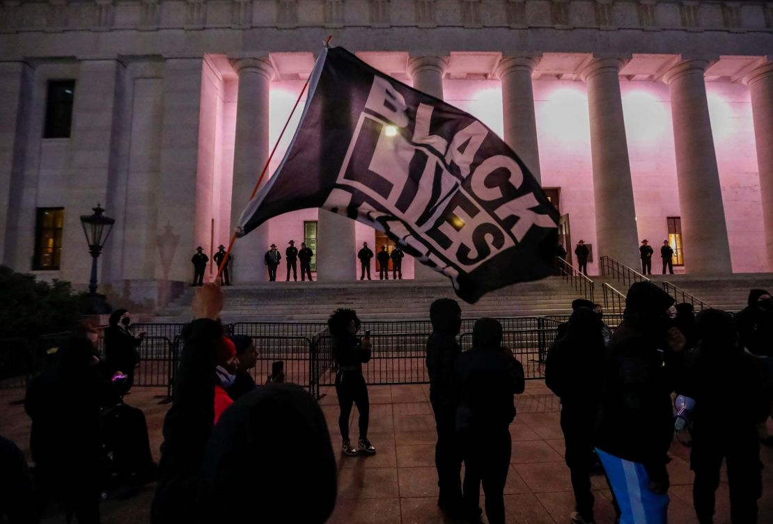 Following the guilty verdict of Derek Chauvin in the killing of George Floyd and the subsequent the death of Ma'Khia Bryant in a Columbus Police-involved shooting, protesters gather outside the Ohio Statehouse in downtown Columbus. 