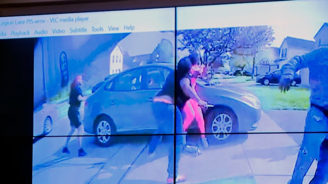 Police body cam video shows Ma'Khia Bryant charging a young woman with a knife Tuesday before she was shot by officer in Columbus, Ohio.