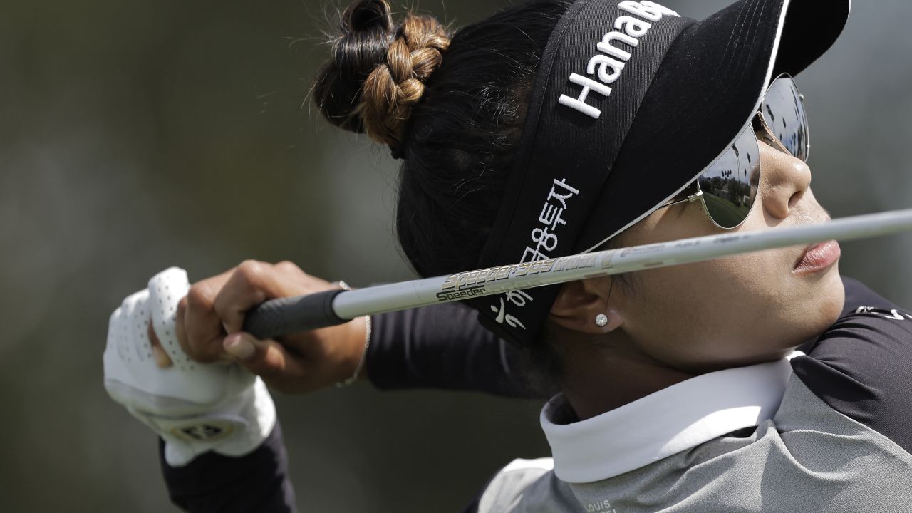 Tavatanakit tees off on the third hole during the final round of the ANA Inspiration.