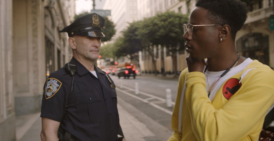 Andrew Howard as Merk and Joey Bada$$ as Carter in "Two Distant Strangers."