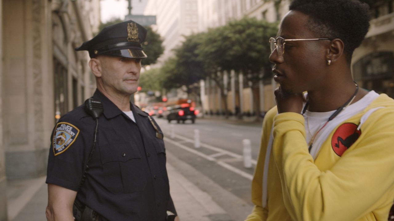 Andrew Howard as Merk and Joey Bada$$ as Carter in "Two Distant Strangers."