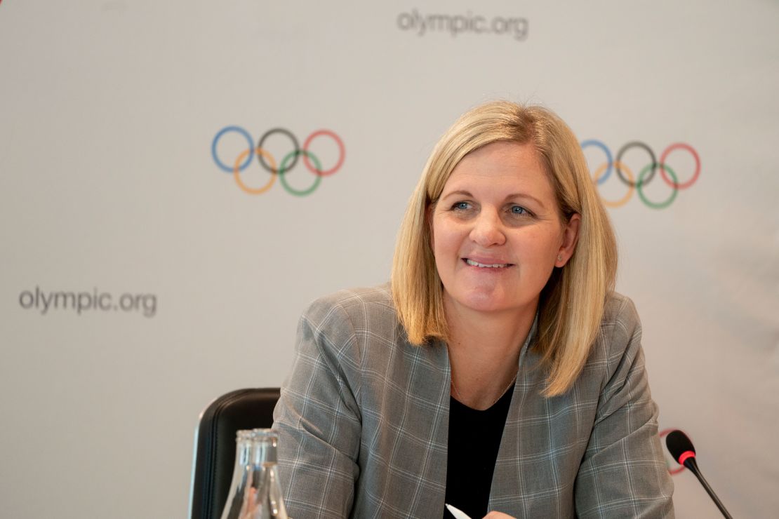 IOC Athletes' Commission chair Kirsty Coventry hosts a press conference in Olympic House focusing on the commission and Rule 50. 