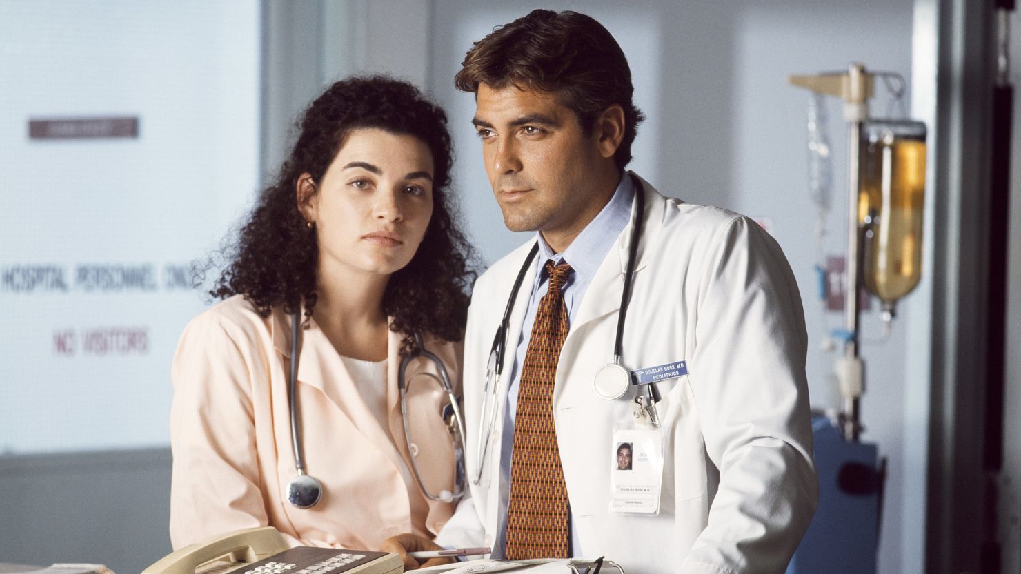 Julianna Margulies as nurse Carol Hathaway, George Clooney as Dr. Doug Ross in "ER."  -- Photo by: NBCU Photo Bank