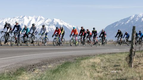 On day 38 as he celebrated his 45th birthday, the Iron Cowboy was joined by a large group.
