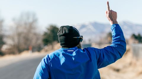 After his first day running, the 'Iron Cowboy' had another 4,220km to run.