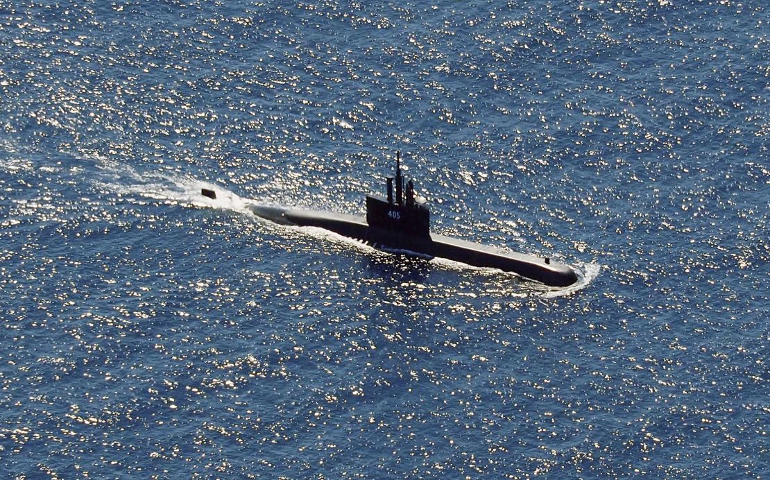The Indonesian Navy submarine KRI Alugoro participates in the search operation for the missing submarine KRI Nanggala-402 on  Thursday, April 22, 2021.