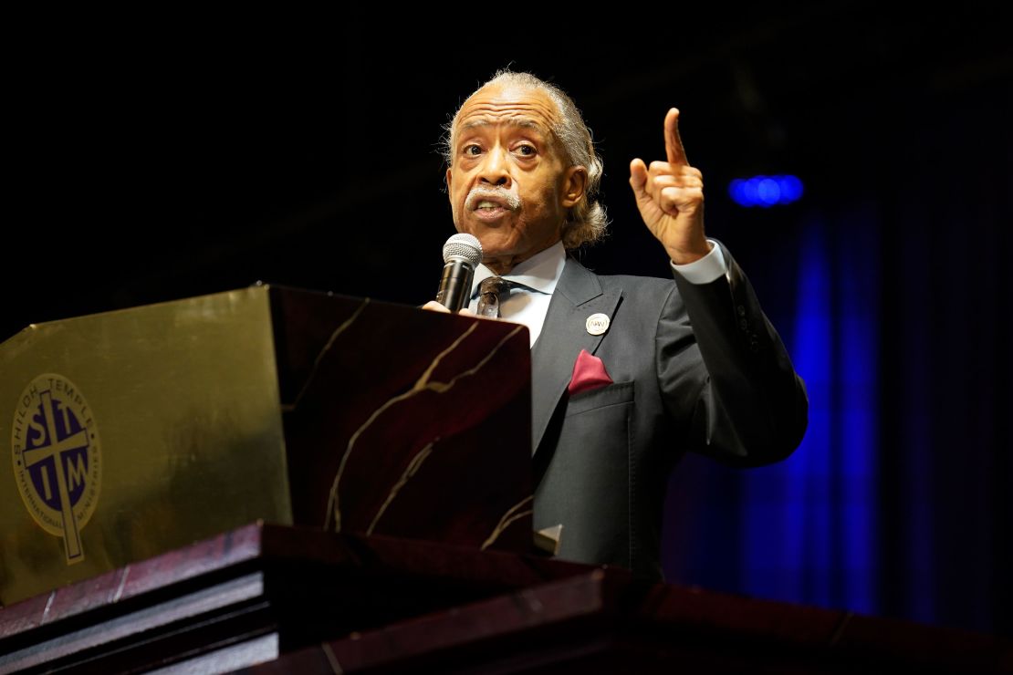 The Rev. Al Sharpton eulogizes Daunte Wright during funeral services in Minneapolis.