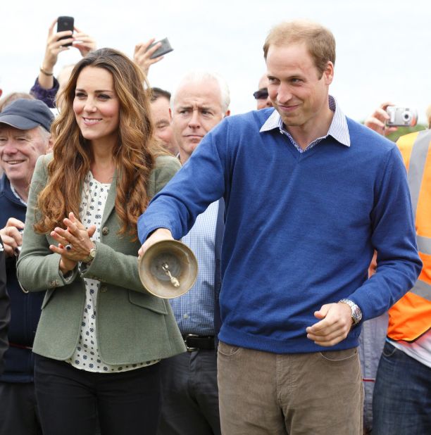 William and Catherine start an ultra-marathon in Holyhead, Wales, in August 2013. It was Catherine's first public appearance since the birth of Prince George. 