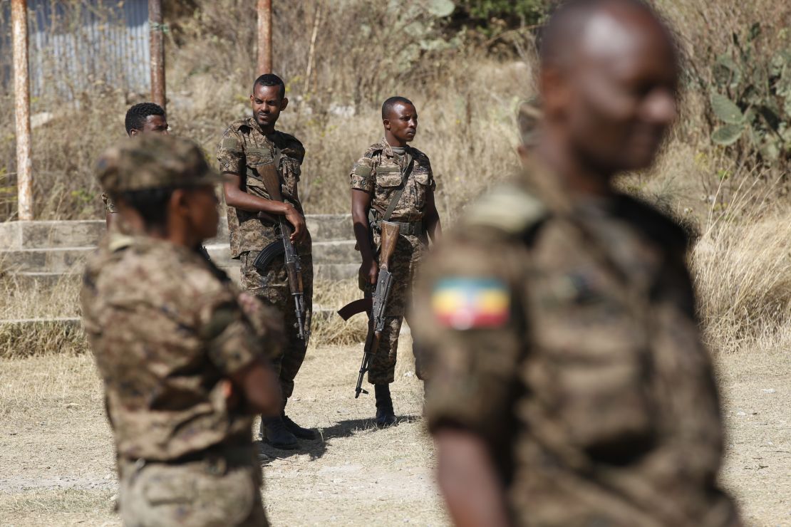 Ethiopian army units patrol the streets of Mekelle, the capital of northern Ethiopia's Tigray region, on March 7, 2021.