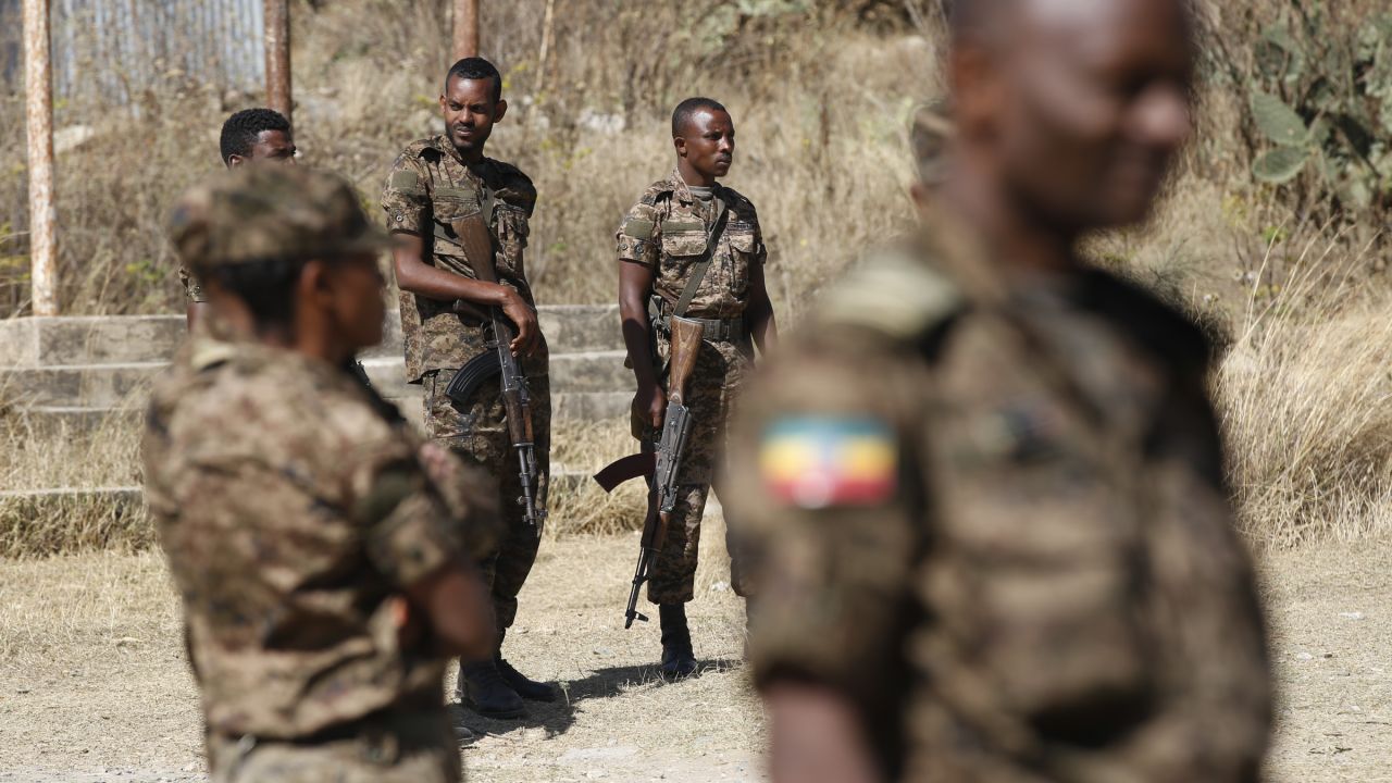 Ethiopian army units patrol the streets of Mekelle, the capital of northern Ethiopia's Tigray region, on March 7, 2021.
