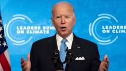 US President Joe Biden delivers remarks and participates in the virtual Leaders Summit on Climate Session 5: The Economic Opportunities of Climate Action from the White House in Washington, DC, on April 23, 2021. (Photo by JIM WATSON / AFP) (Photo by JIM WATSON/AFP via Getty Images)