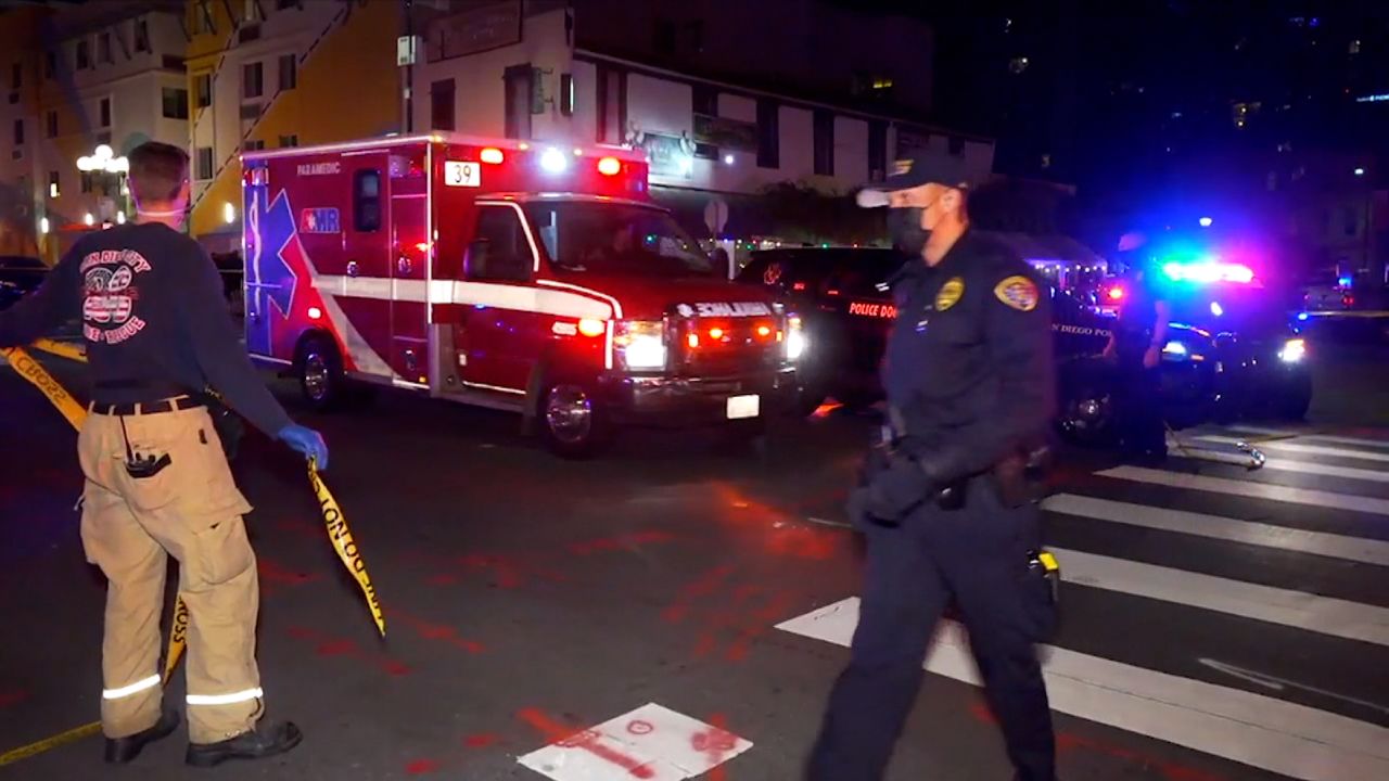 San Diego police on the scene of a fatal shooting Thursday night downtown  
