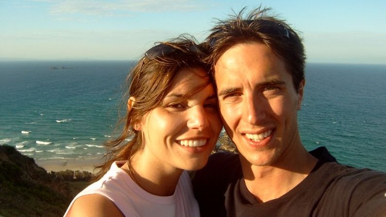 <strong>Beachside romance: </strong>Gianna Mazzeo and Sebastian Guggenberger met on the beaches of Byron Bay in 2003. Here they are on a return trip a few years later.