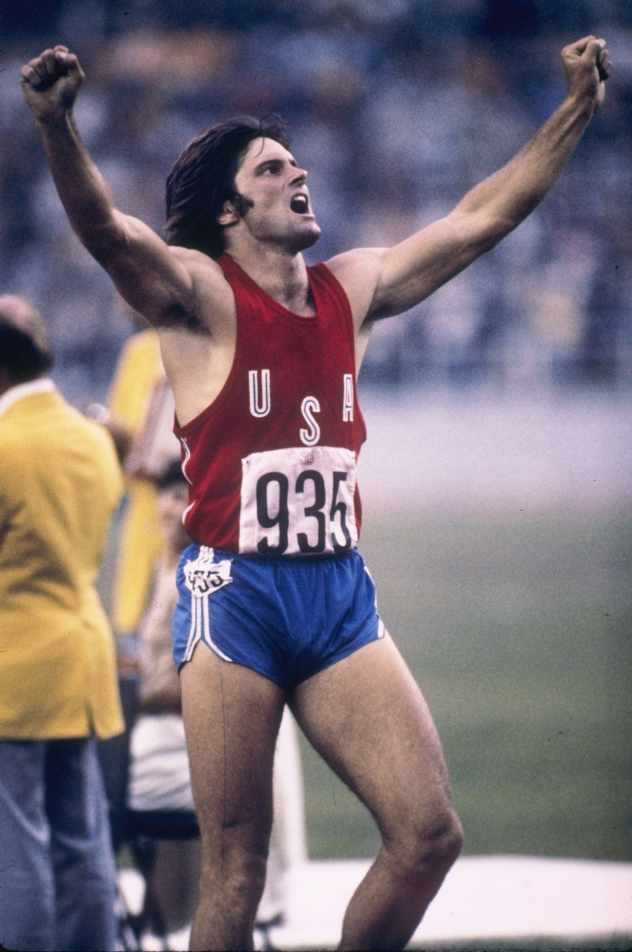 Jenner, formerly Bruce, celebrates a record-setting decathlon performance at the 1976 Summer Olympics in Montreal. The victory made Jenner an instant sensation.