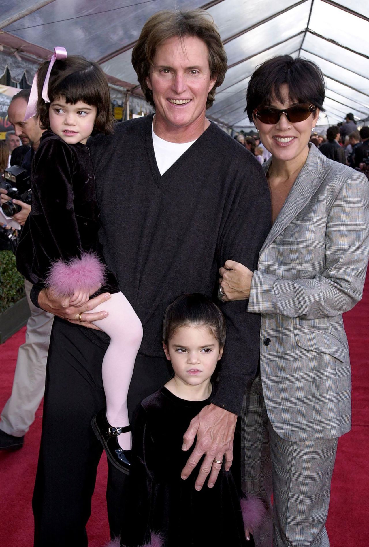 The Jenner family attends the premiere of "The Emperor's New Groove" in 2000. Jenner and Kris had two kids together: Kylie, left, and Kendall.