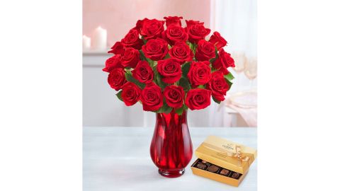 2 Dozen Red Roses With Clear Vase