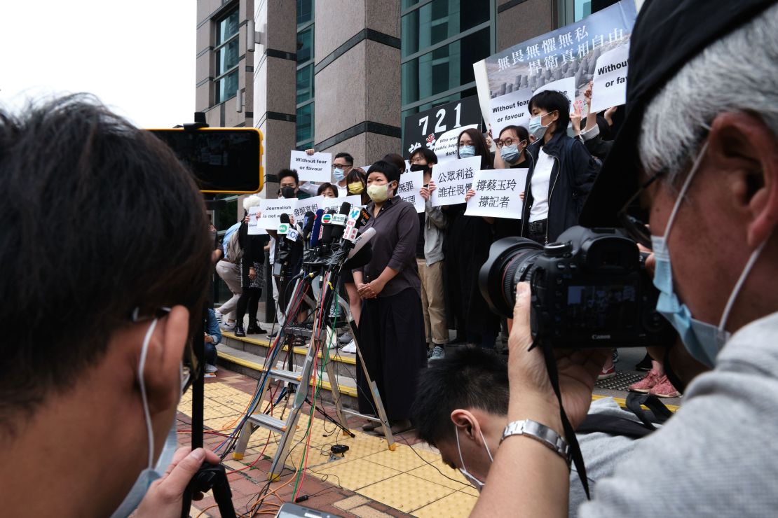 Bao Choy arrives at Fanling Magistrates' Court for a hearing.