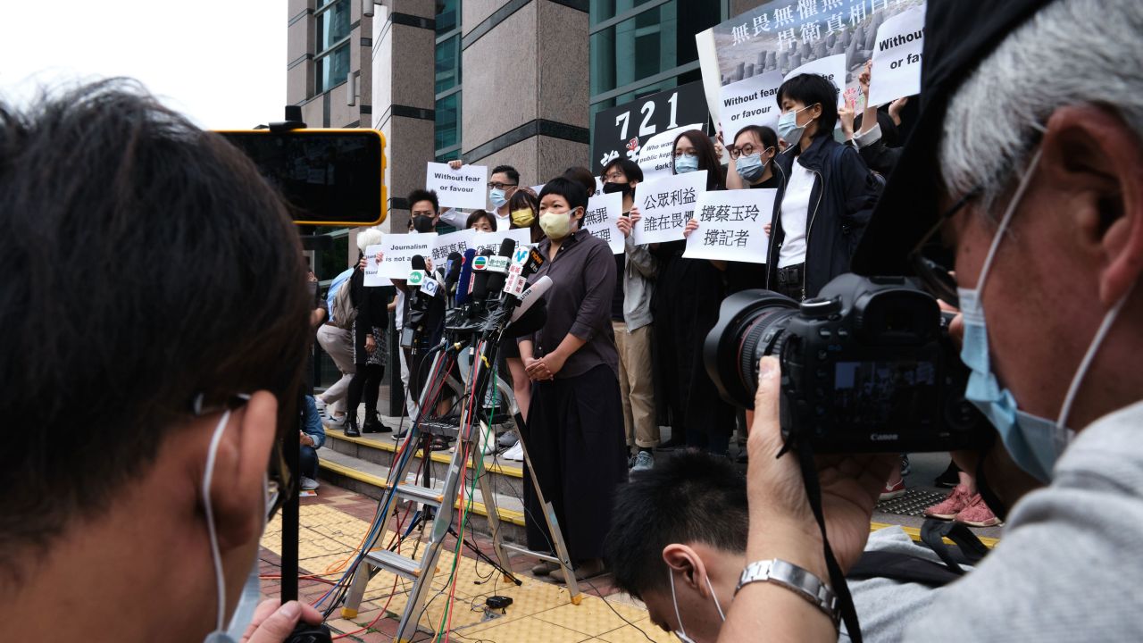 Bao Choy arrives at Fanling Magistrates' Court for a hearing.