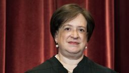 Associate Justice Elena Kagan stands during a group photo at the Supreme Court in Washington, Friday, April 23, 2021. (Erin Schaff/The New York Times via AP, Pool)