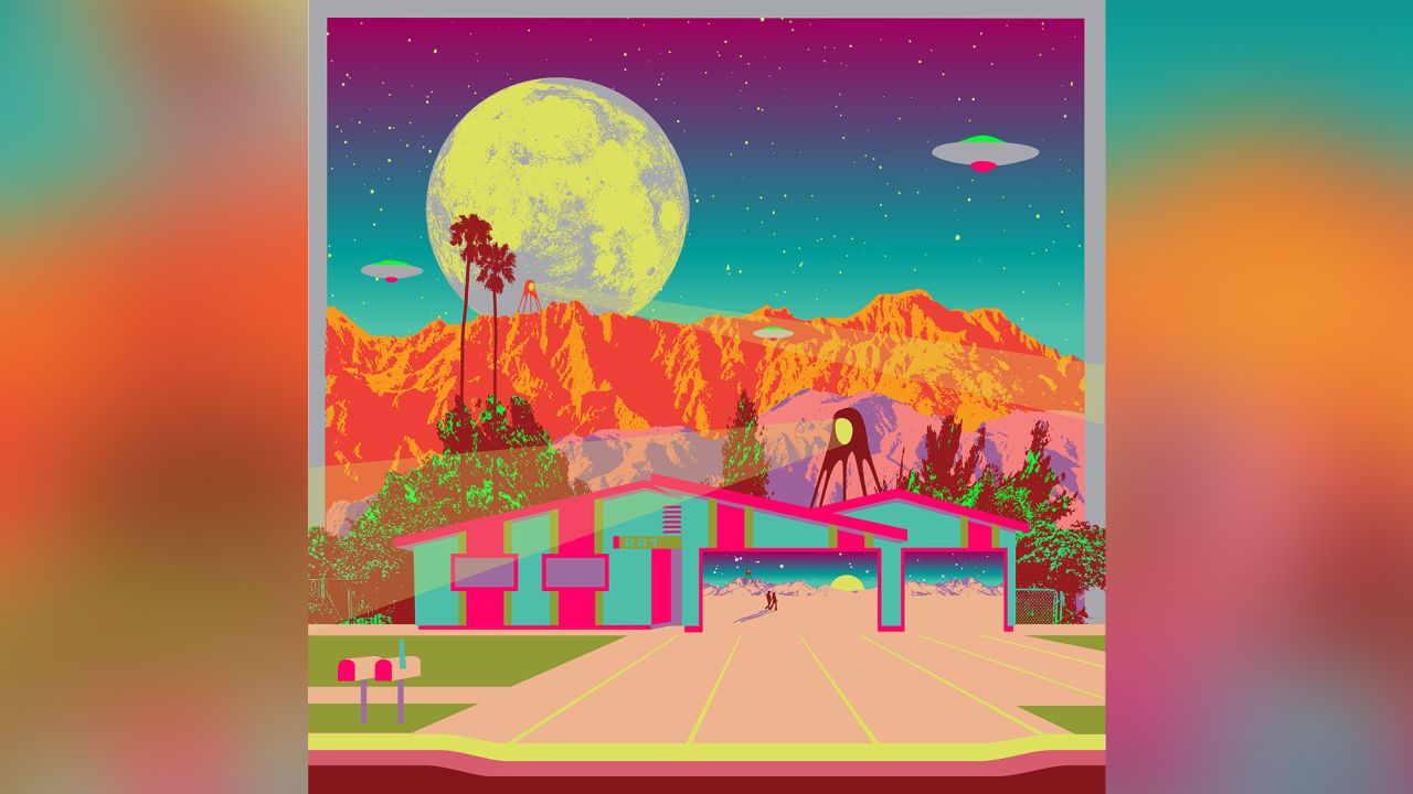 This piece of digital art by Kii Arens of a home in California was part of an NFT auction that came with the house.