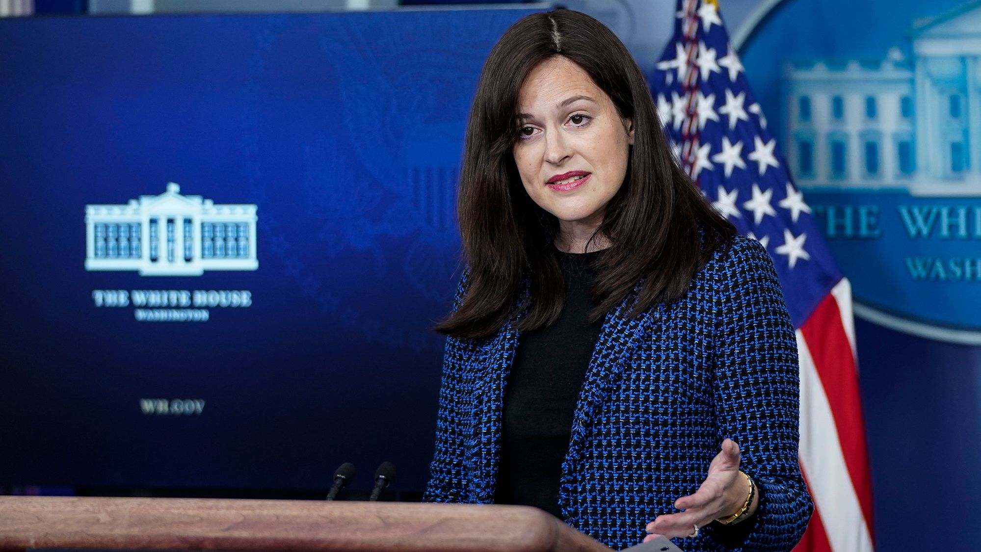 Deputy National Security Advisor for Cyber and Emerging Technology Anne Neuberger speaks during the daily press briefing at the White House on February 17, 2021 in Washington, DC. 