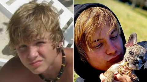 Bailey Darbaker is shown here when he was 15 years old (left) and now (right).