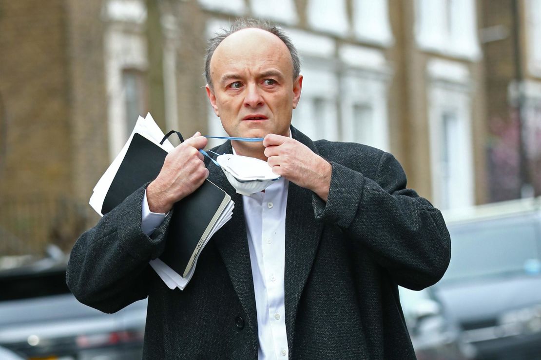 Dominic Cummings leaves his home on March 17 in London.