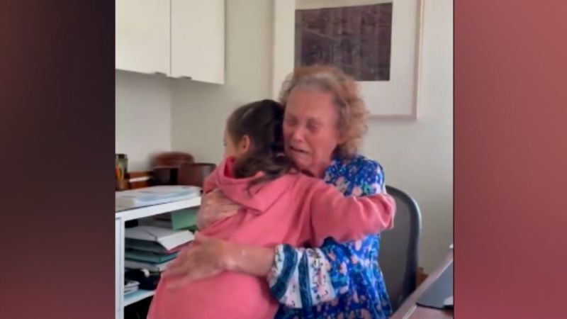 See girl's emotional reunion with grandmother for 75th birthday